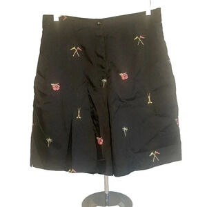 Coral Bay Embroidered Golf Shorts Black Women's Size 10